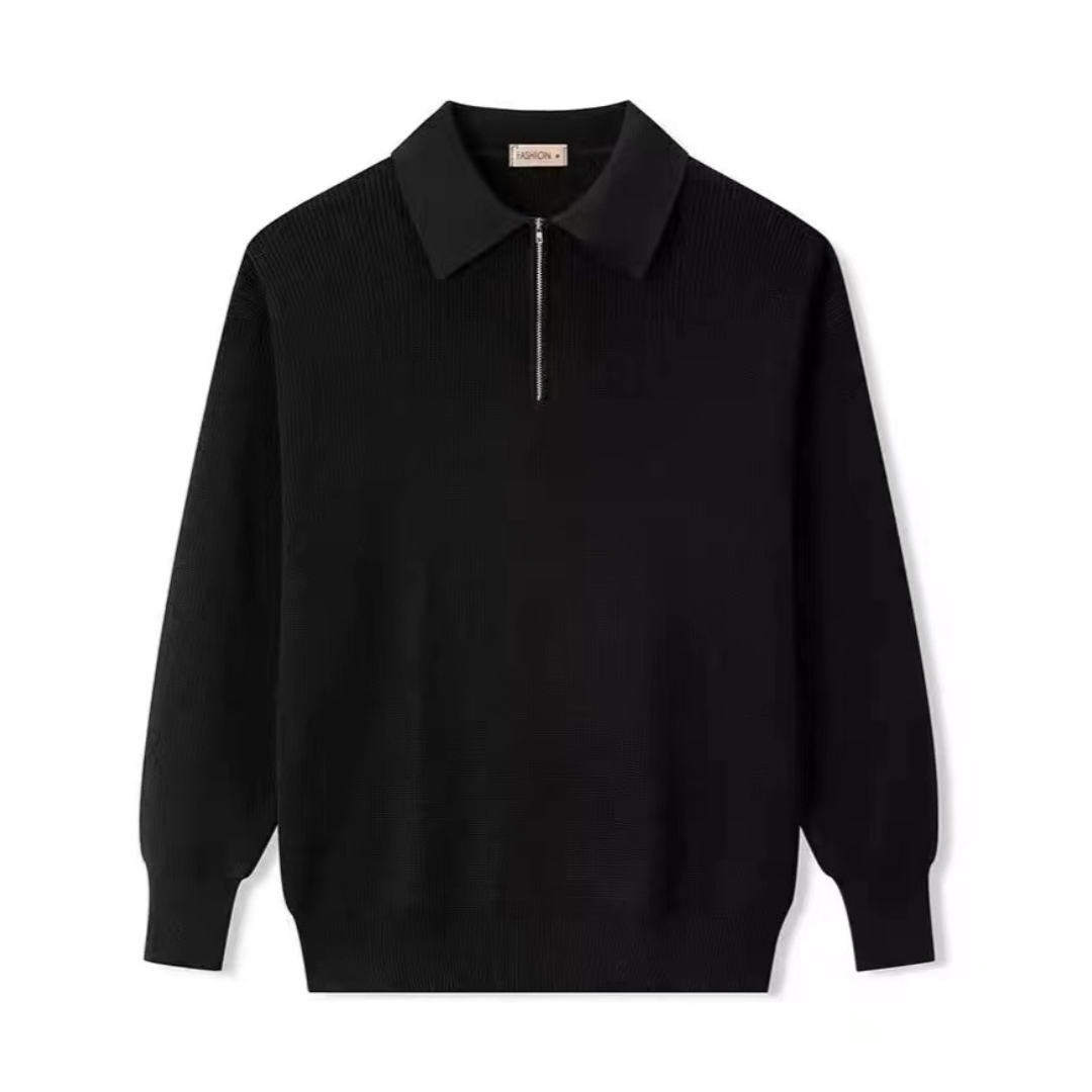Icone™ PoloSweater: Afslappet Krave Strikket Polo Sweater