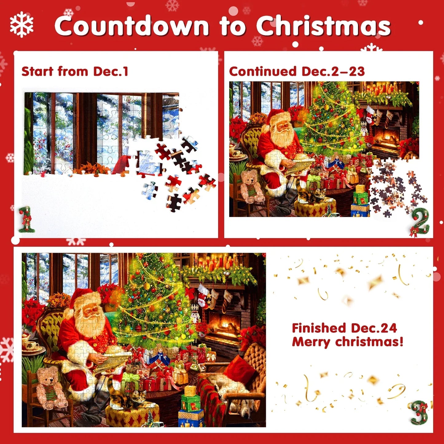 PuzzleAdvent - 24 Jigsaw Puzzle Adventskalender (Tilfeldig Design)