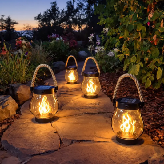 Ledsen™ SolarLantern: Solcelledrevet LED Flimrende Flamme Stilfull Solcellelykt