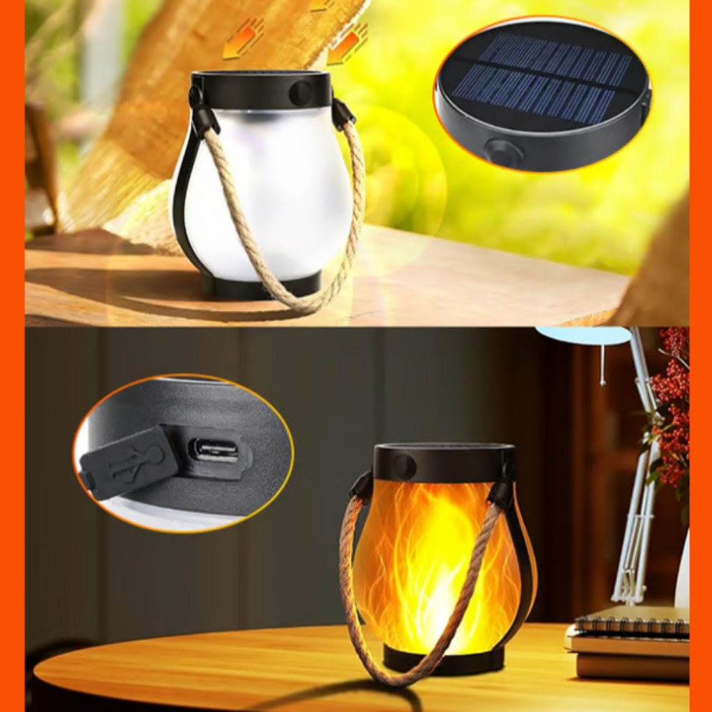 Ledsen™ SolarLantern: Solcelledrevet LED Flimrende Flamme Stilfull Solcellelykt