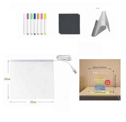 Kletshuts™ NoteBoard: LED-lampe Akryl Notat- og Tegnebrett