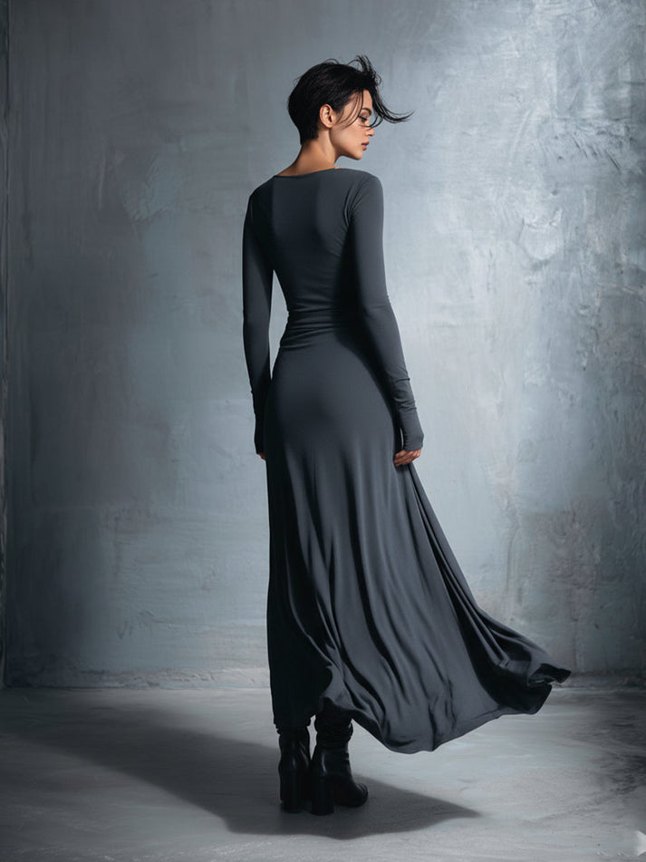 Icone™ MaxiDress: Side-Knude Slå-Om Slank-Pasform Premium Lang Maxi Kjole