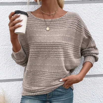 Icone™ CasualLongsleeves: Avslappet Passform Stilfull Stripet Flaggermusmønster Avslappet Langermet Topp