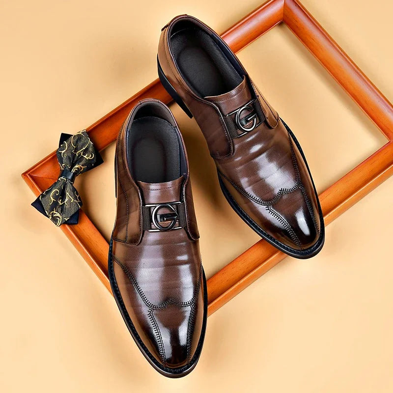 Happy™ ClassyShoes: Luksus Herre Skinn Formelle Spisse Oxford Klassiske Sko