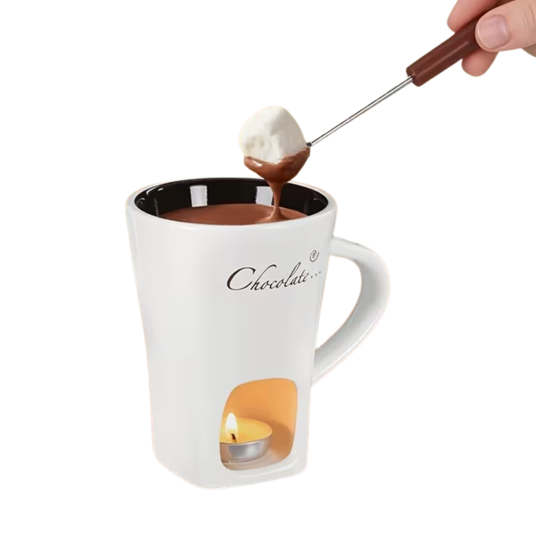 Globetrek° FondueMug – Keramisk Elegant Sjokoladefonduekrus Med Rører