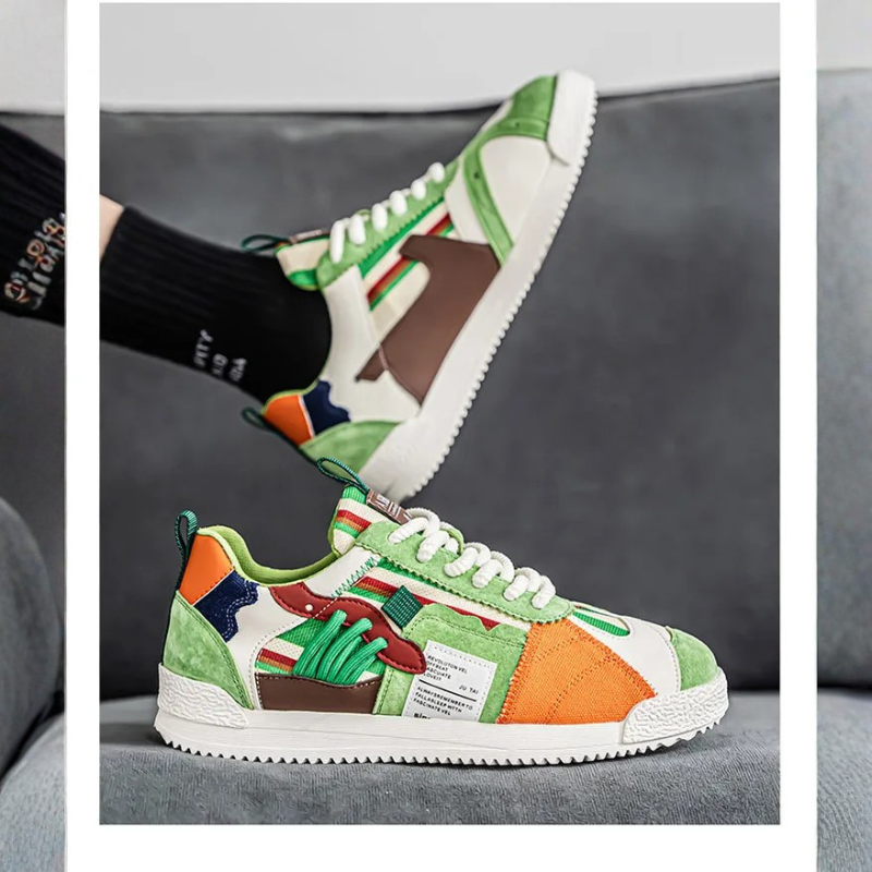 Happy™ PatchworkShoes: Mænd Stilfulde Streetwear Patchwork Sko