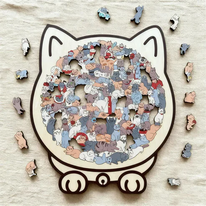 Kletshuts™CatPuzzle: Unikt Katt Puslespill i Fargerikt Tre