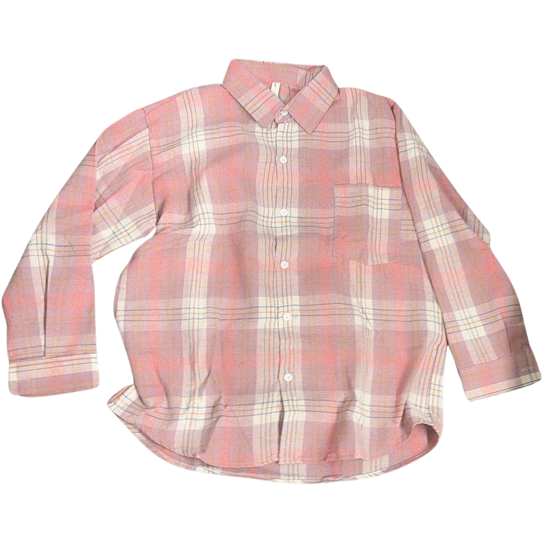 Icone™ CheckeredShirt: Stilfuld Tilfældig Pastel Lyserød Ternede Skjorte