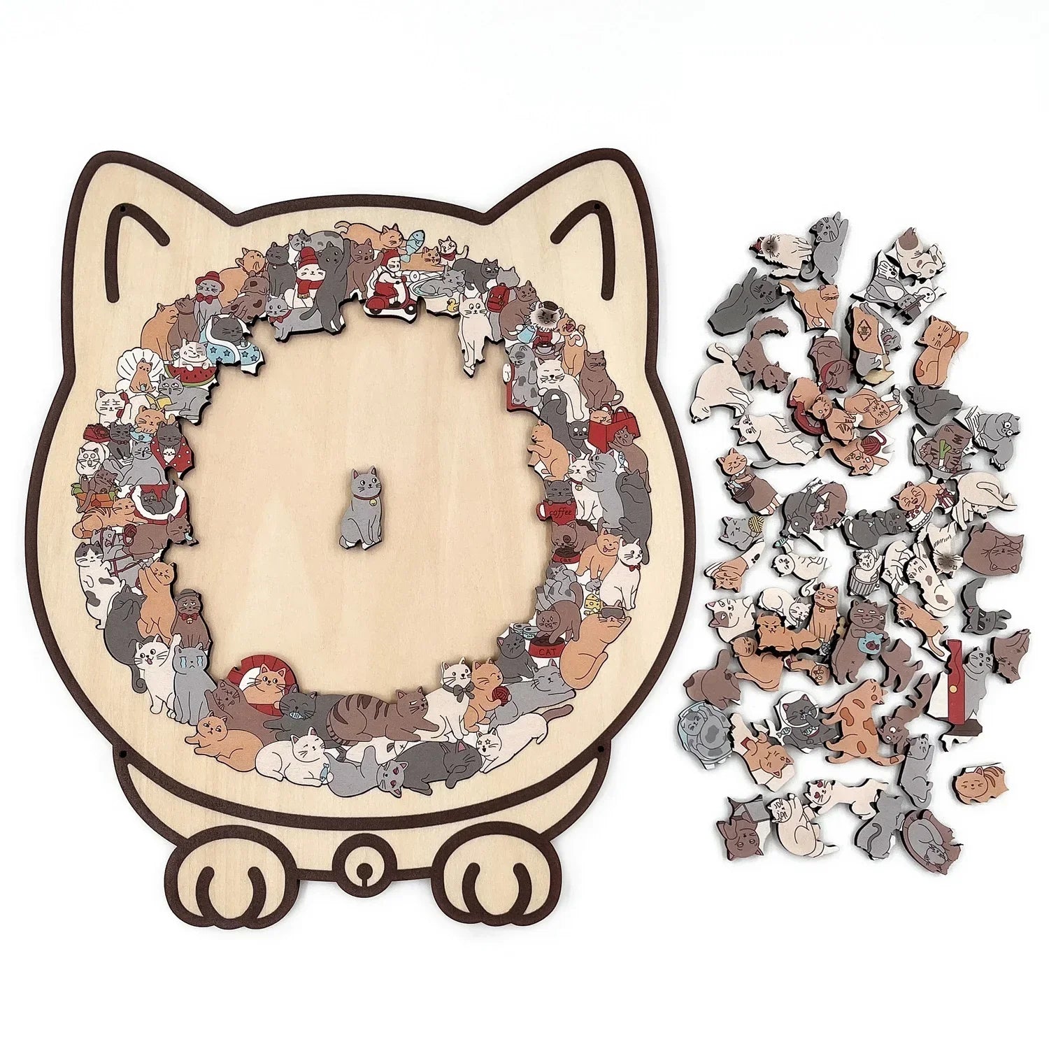 Kletshuts™CatPuzzle: Unikt Katt Puslespill i Fargerikt Tre