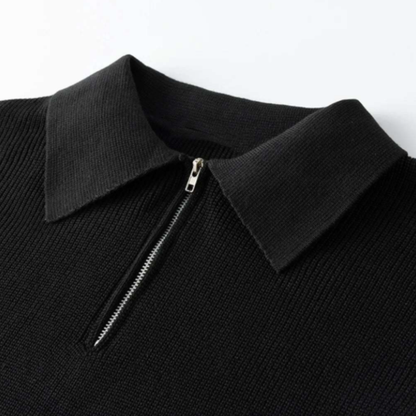Icone™ PoloSweater: Afslappet Krave Strikket Polo Sweater