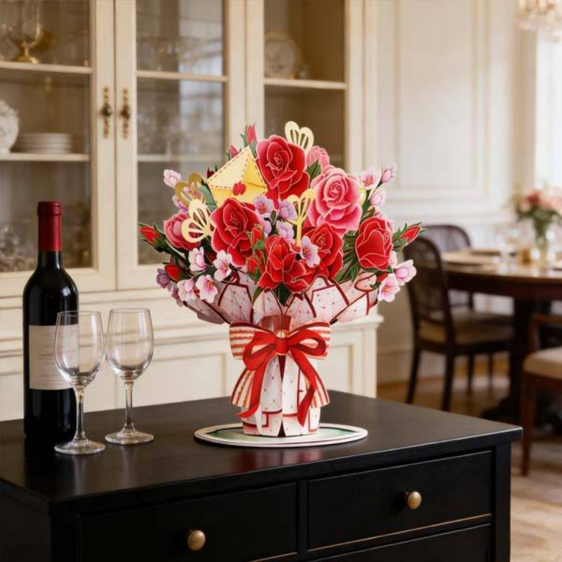 FlowerCard 1+1 GRATIS - 3D Pop Up Blomster Bouquet Special Hilsen Kort