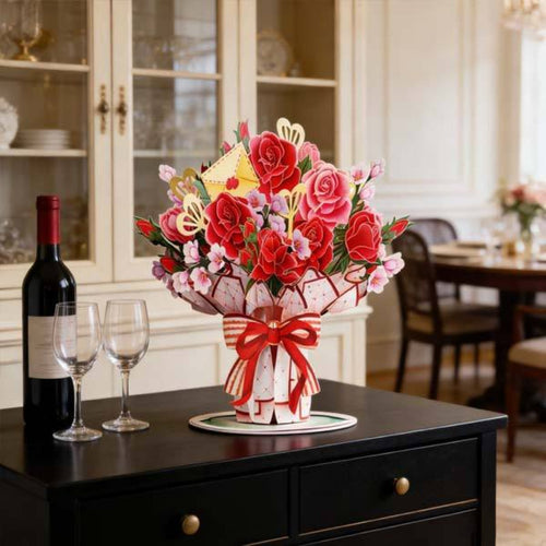 FlowerCard 1+1 GRATIS - 3D Pop Up Blomster Bouquet Special Hilsen Kort