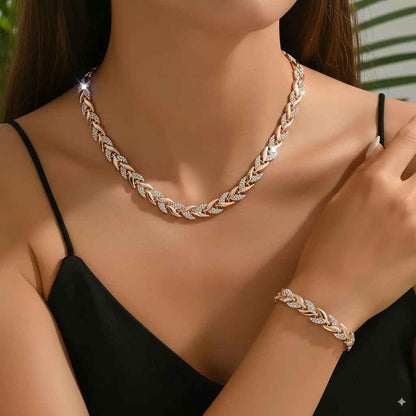 Jewelance™ FashionJewelry: Luksuriøst Pile-Inspireret Armbånd Og Halskæde Mode Smykker Sæt