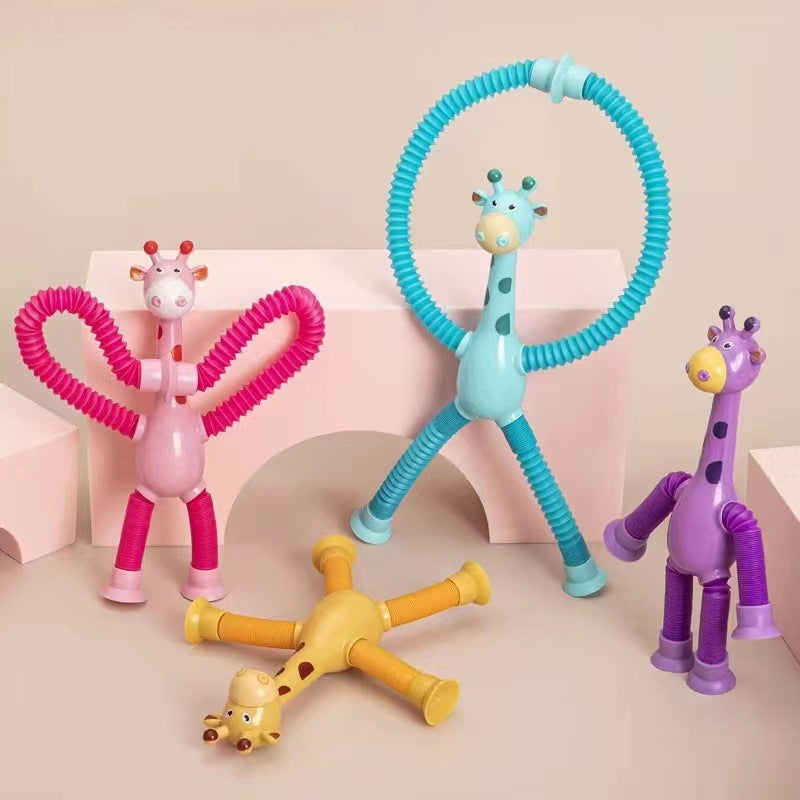Kletshuts™ StretchyGiraffe: Teleskopisk Strekkbart Giraffleketøy Med Sugekopp