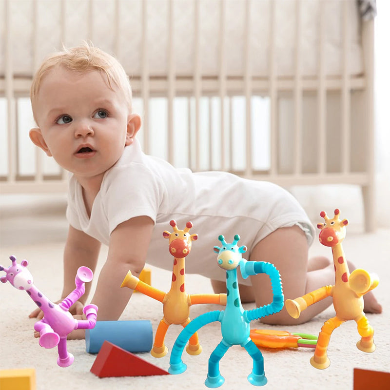 Kletshuts™ StretchyGiraffe: Teleskopisk Strekkbart Giraffleketøy Med Sugekopp