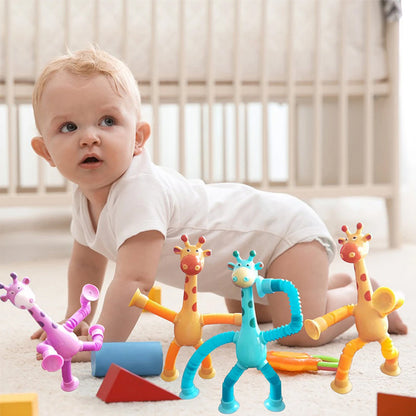 Kletshuts™ StretchyGiraffe: Teleskopisk Strekkbart Giraffleketøy Med Sugekopp