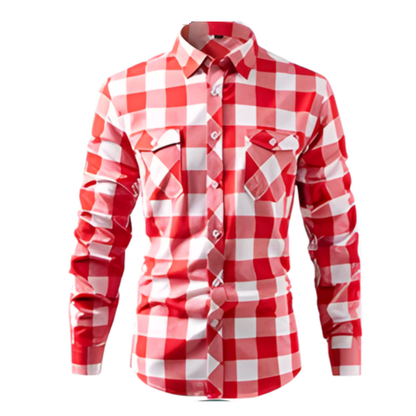 Icone™ CheckeredShirt: Stilfuld Tilfældig Pastel Lyserød Ternede Skjorte