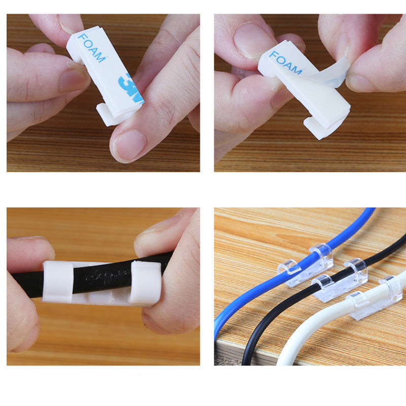 GlideHold® WireClamps 1+1 GRATIS: Selvklæbende Nem Kabelorganisering Trådklemmer