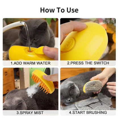 DogCatFri™ SteamBrush: Damp Kjæledyr Pleiebørste