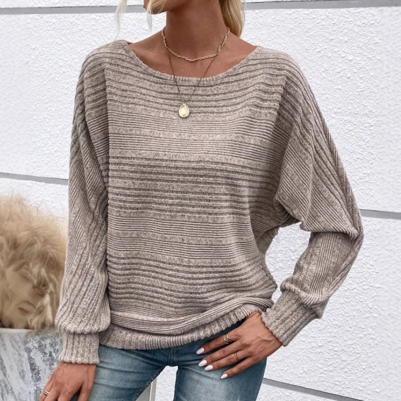 Icone™ CasualLongsleeves: Avslappet Passform Stilfull Stripet Flaggermusmønster Avslappet Langermet Topp