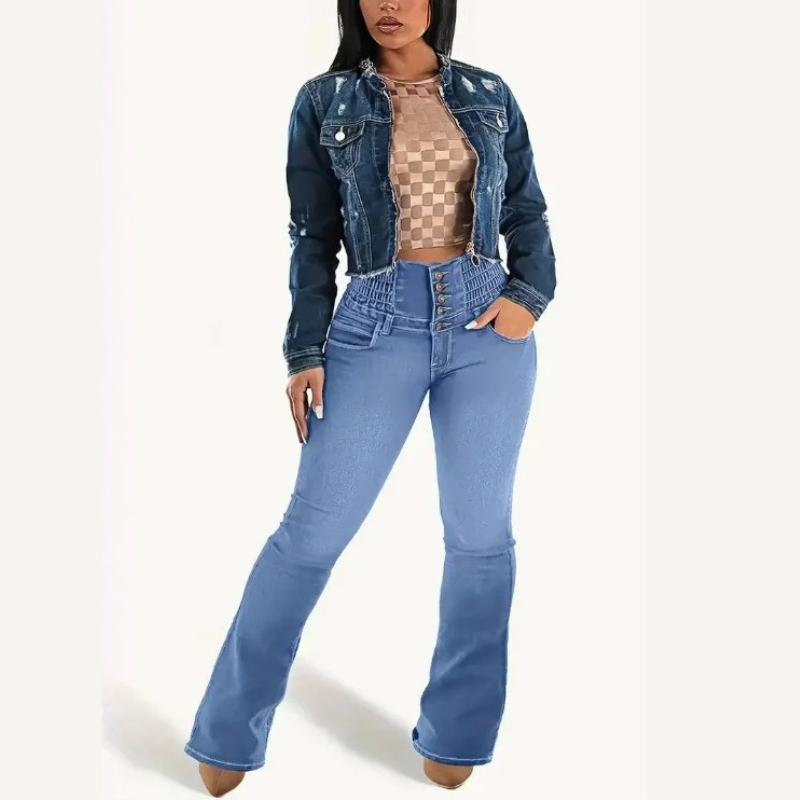 Icone™ FlareJeans: Stilfulde Strækbare Højtaljede Chic Flare Jeans