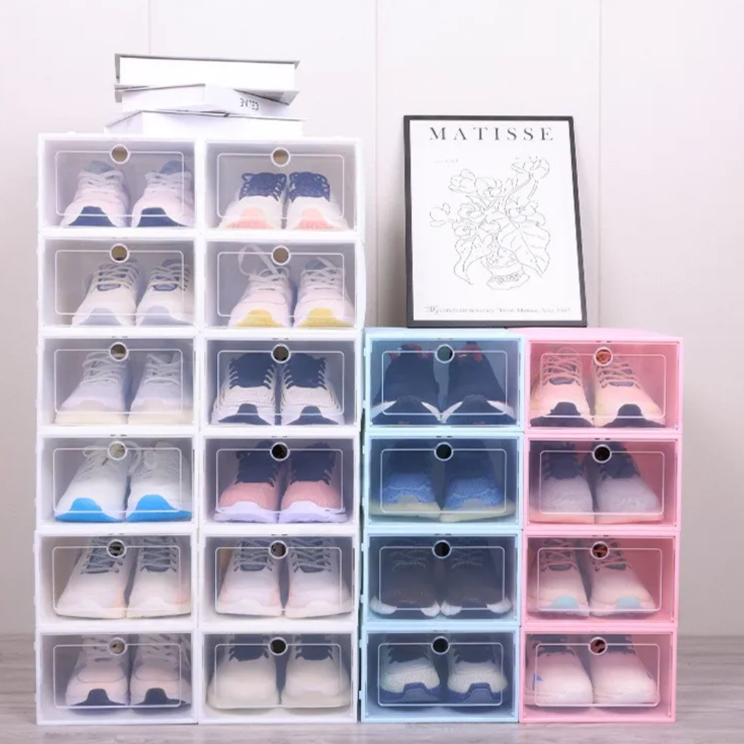 ShoeBox 5+5 GRATIS: Nem Adgang Stabelbar Gennemsigtig Vend-Top Sko Boks Opbevaringsskuffe