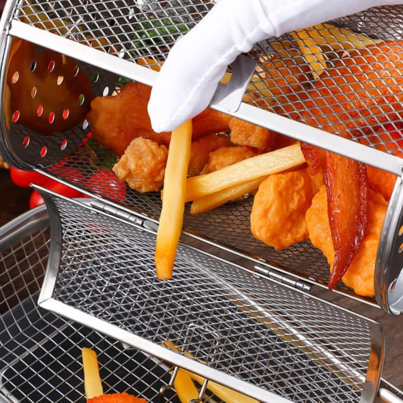 Globetrek° RotatingGrill: Roterende Koke-, Steke- og Grillbur i Rustfritt Stål