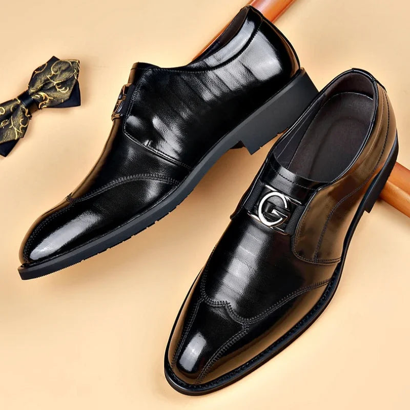 Happy™ ClassyShoes: Luksus Herre Skinn Formelle Spisse Oxford Klassiske Sko