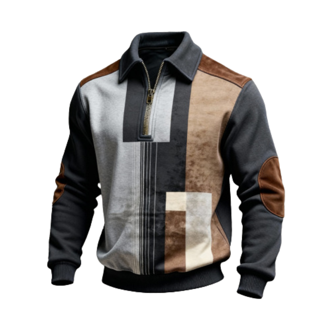 Icone™ CollaredSweatshirt: Stilfuld Tilfældig Halv-Lynlås Krave Sweatshirt