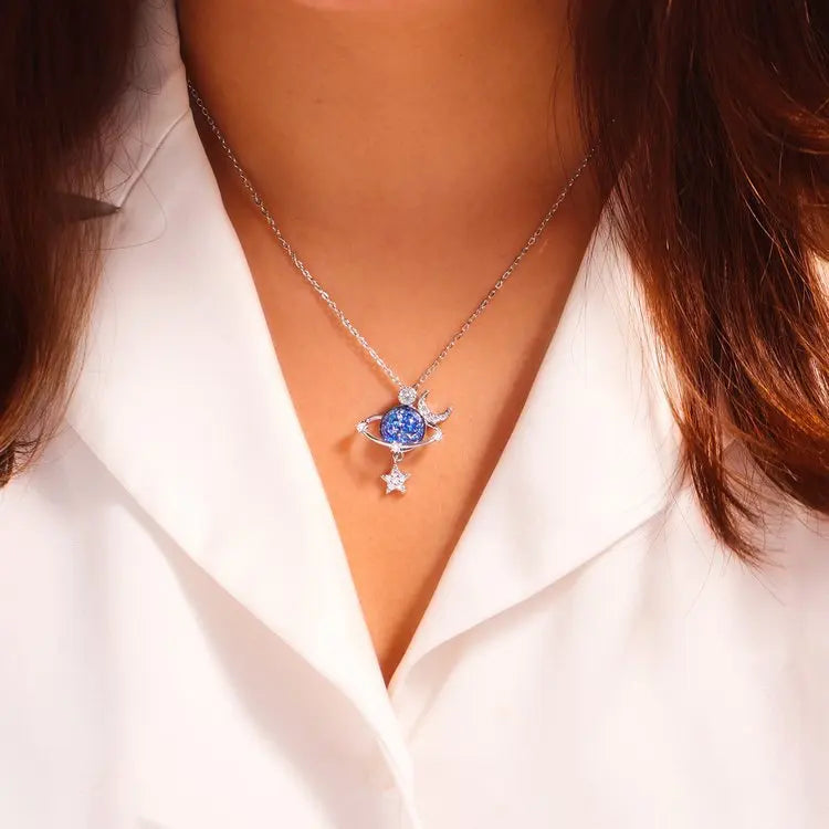 Jewelance™ MoonNecklace 1+1 GRATIS: Blå Planet Stjerne Måne Anheng Halskjede