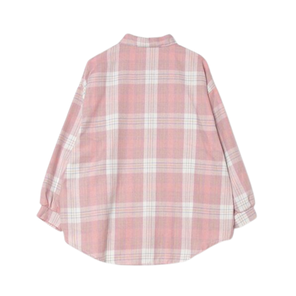 Icone™ CheckeredShirt: Stilfuld Tilfældig Pastel Lyserød Ternede Skjorte