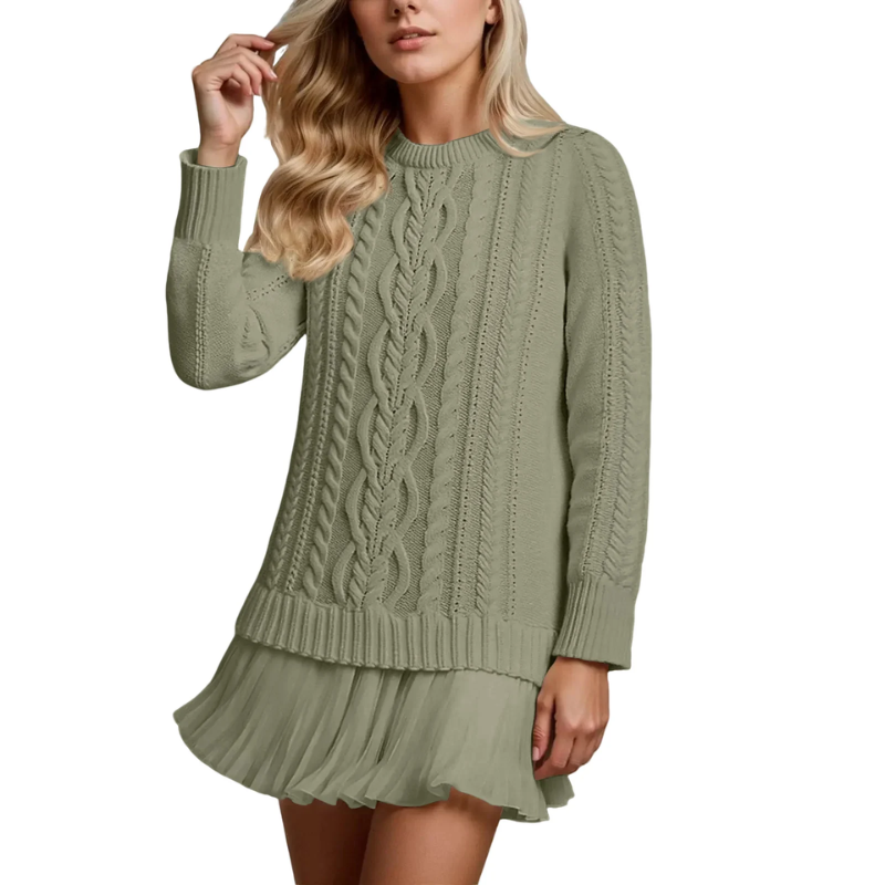 Icone™ KnittedDress: Koselig Midi Langermet Strikket Kjole