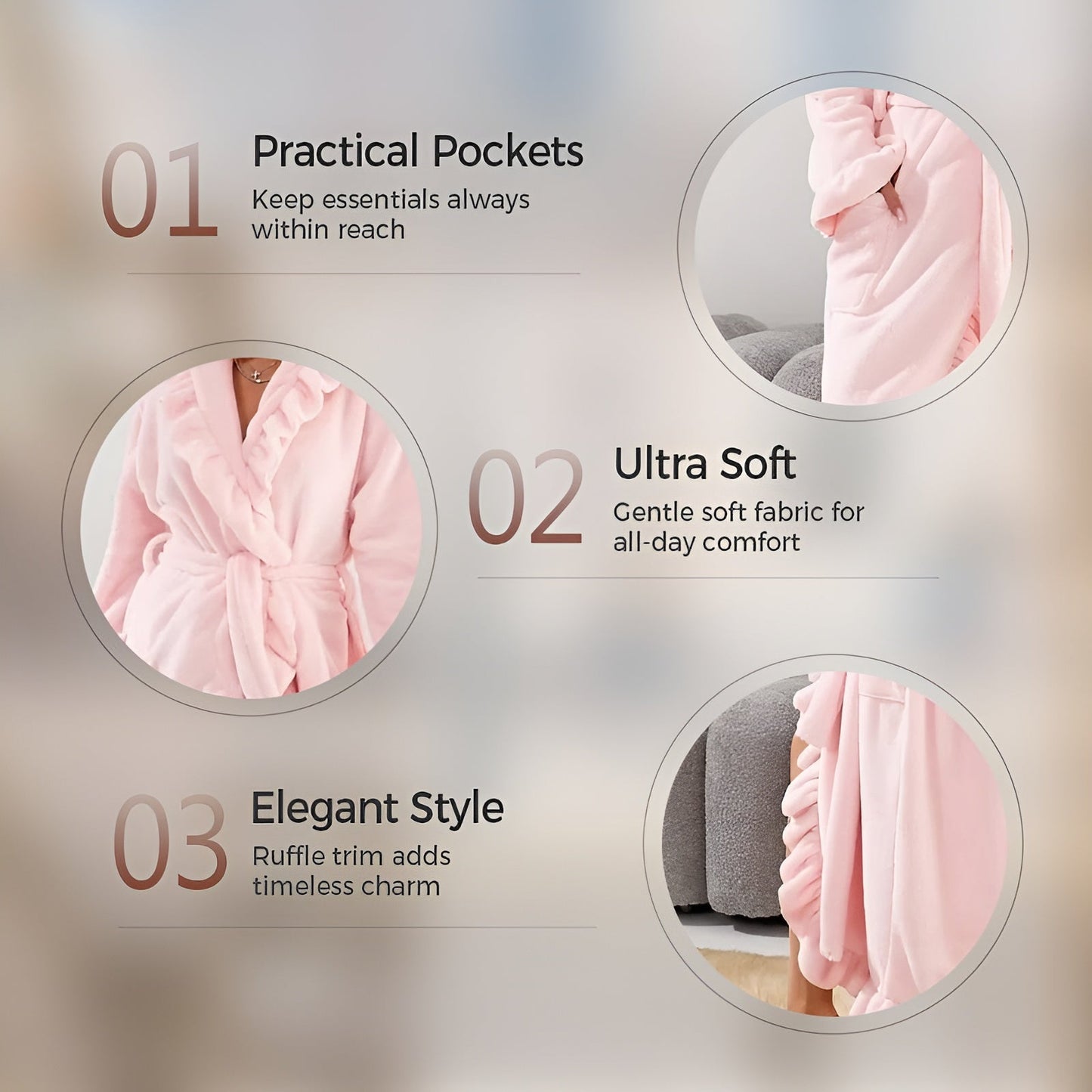 Icone™ ComfyRobe: Ultimativ Luksuriøs Hudvenlig Fluffy Komfortabel Morgenkåbe