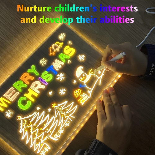 Kletshuts™ NoteBoard: LED-lampe Akryl Notat- og Tegnebrett