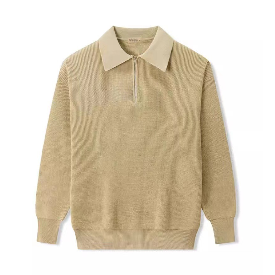 Icone™ PoloSweater: Afslappet Krave Strikket Polo Sweater