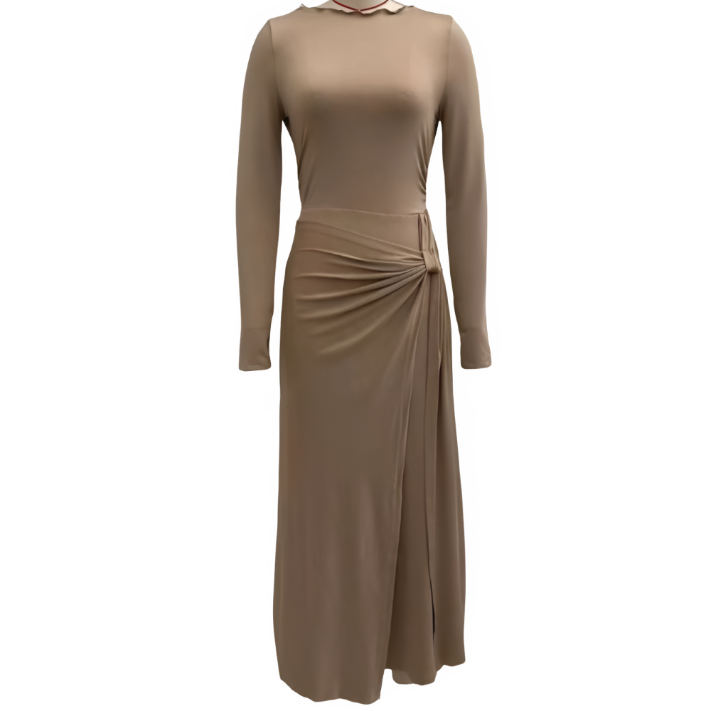 Icone™ MaxiDress: Side-Knude Slå-Om Slank-Pasform Premium Lang Maxi Kjole
