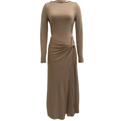 Icone™ MaxiDress: Side-Knude Slå-Om Slank-Pasform Premium Lang Maxi Kjole