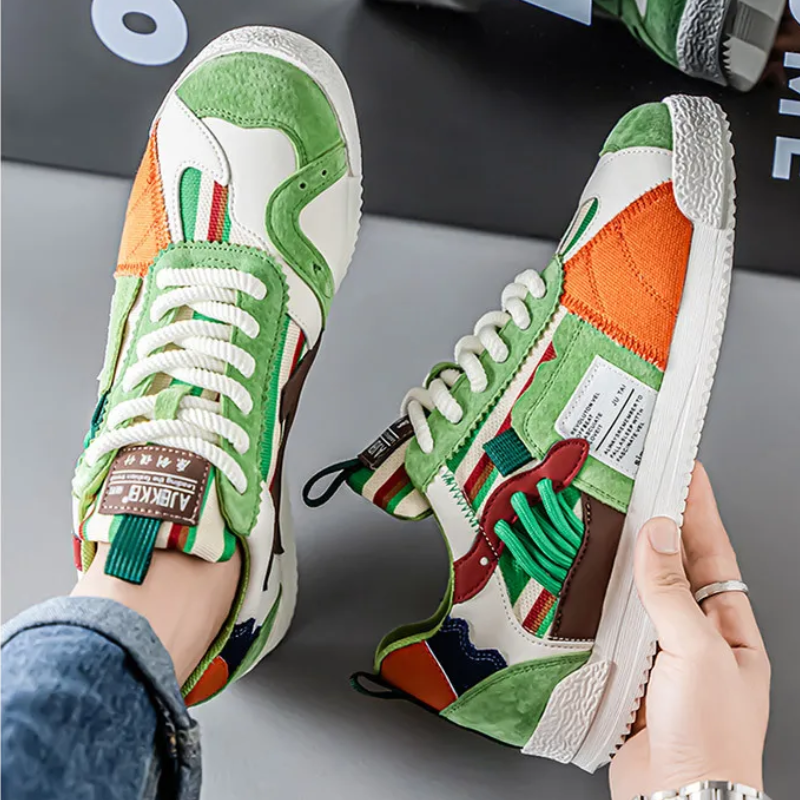 Happy™ PatchworkShoes: Mænd Stilfulde Streetwear Patchwork Sko