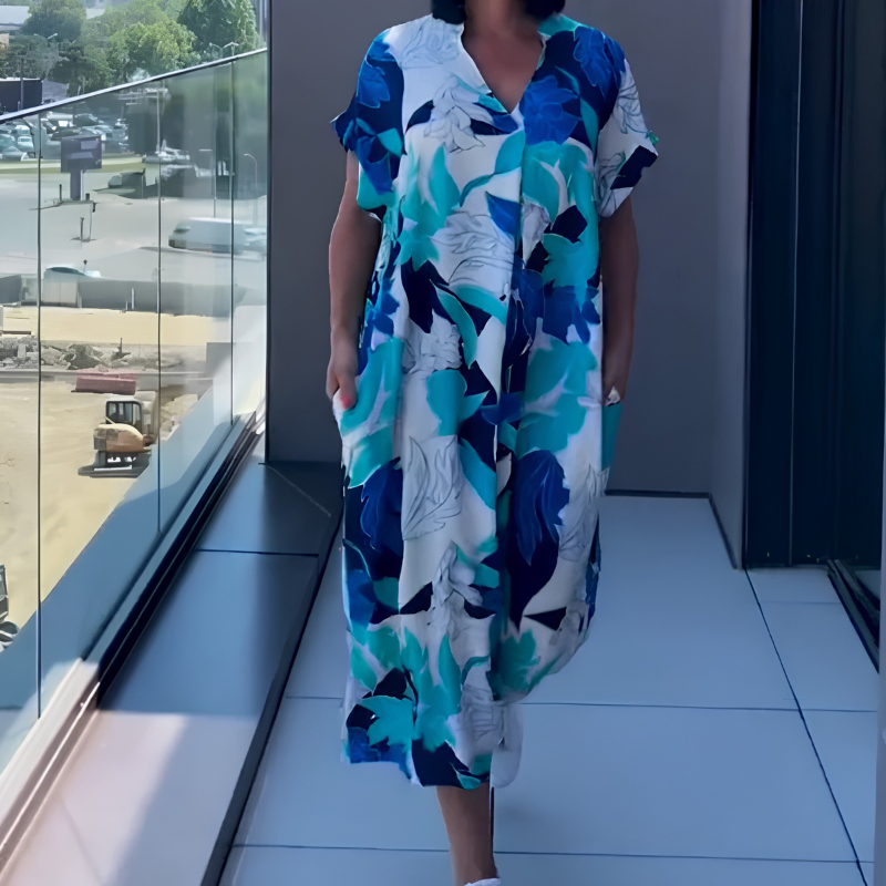 Icone™ RelaxedDress - Afslappet Løs Dybt V-Hals Behagelig Afslappet Kjole