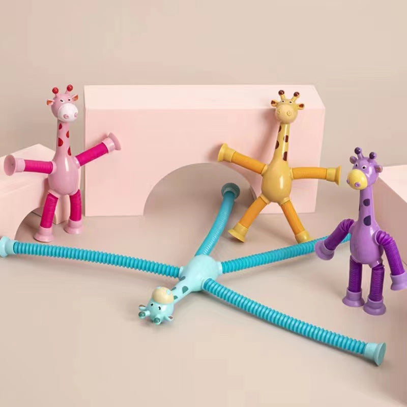 Kletshuts™ StretchyGiraffe: Teleskopisk Strekkbart Giraffleketøy Med Sugekopp