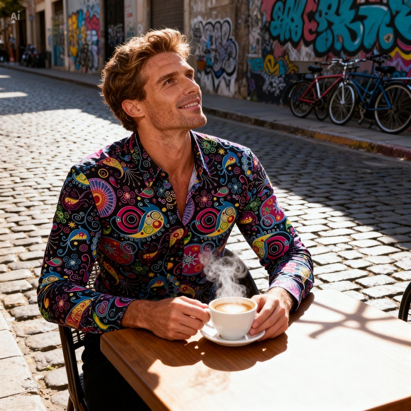 Icone™ RetroPolo: Disco Nat Mænds Langærmet Vintage Retro Polo