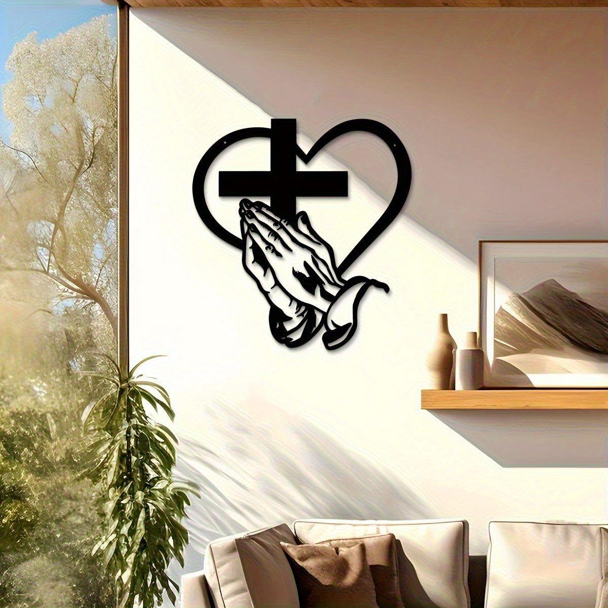 SpiritualDecor - Elegant Hjem Hengende Kors Hjerte Åndelig Dekorasjon