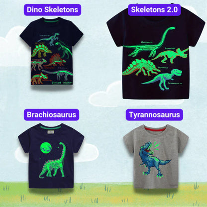 Icone™ DinoShirt: Barn Glød i Mørket Dinosaur T-skjorte