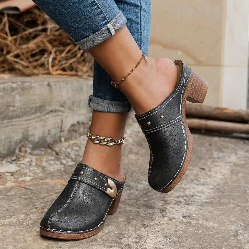 Happy™ ChunkySandals: Stilfull Lukket Tå Plattform Slip-on Chunky Sandaler