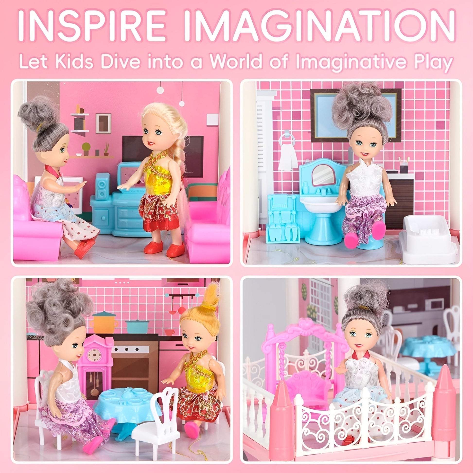 Kletshuts™ MiniMansion: Prinsesse Drømmeslott DIY Dukkehus Mini Palass Lekesett