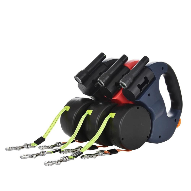 DogFri™ DoubleLeash: LED-lys Dobbelt hode Uttrekkbar hundesnor