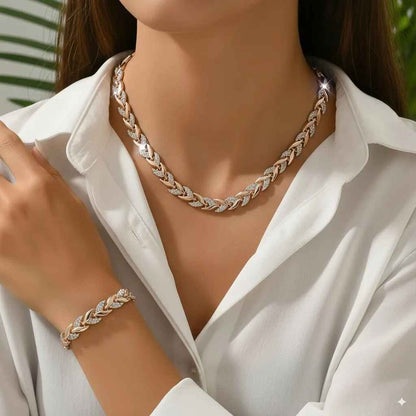 Jewelance™ FashionJewelry: Luksuriøst Pile-Inspireret Armbånd Og Halskæde Mode Smykker Sæt
