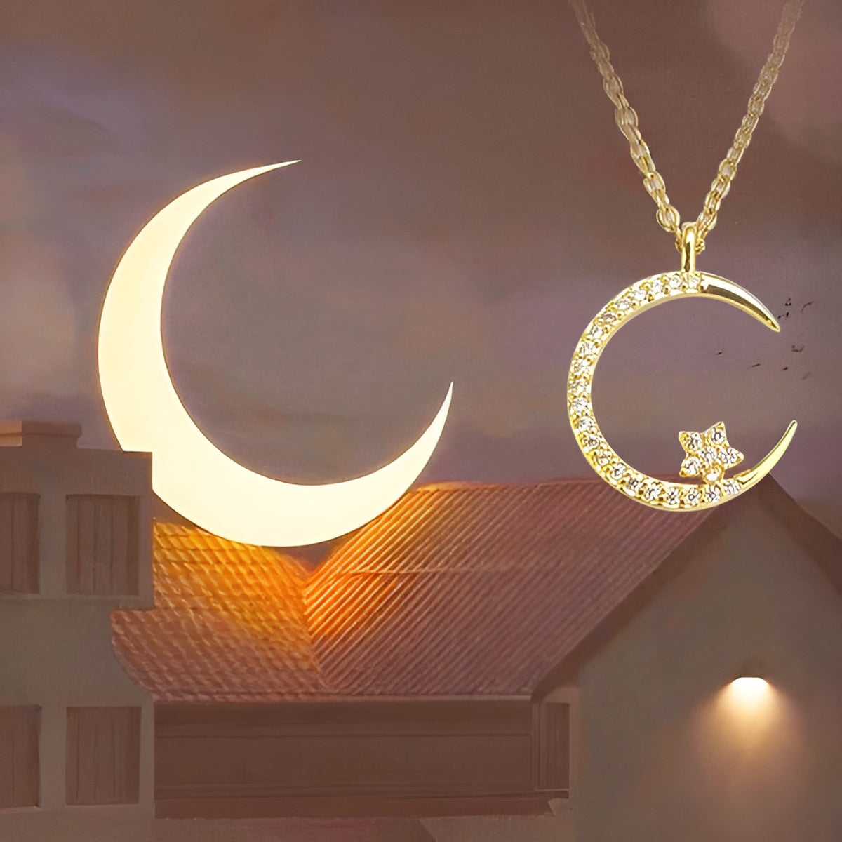 Jewelance™ CrescentNecklace 1+1 GRATIS: Minimalistisk Måne Vedhæng Justerbar Halvmåne Halskæde Smykker
