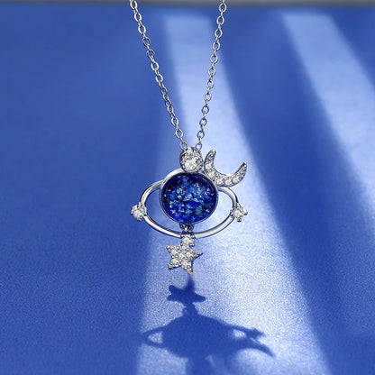 Jewelance™ MoonNecklace 1+1 GRATIS: Blå Planet Stjerne Måne Anheng Halskjede