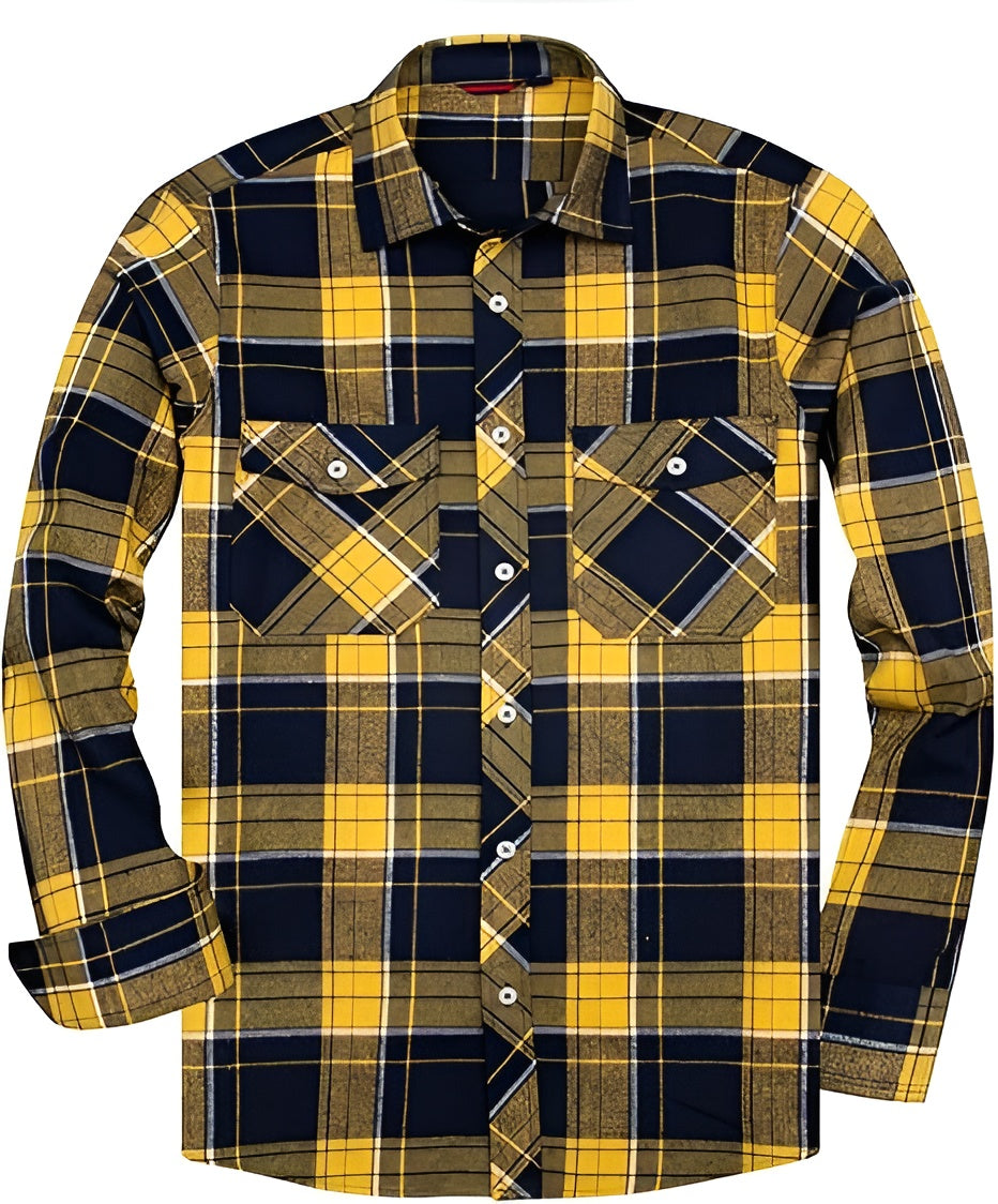 Icone™ CheckeredLongsleeves: Klassisk Avslappet Knapp Ned Rutete Langermet